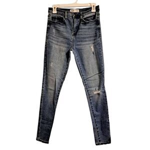 Mudd Ripped Jeans Junior 7‎ Blue High Rise Jean Legging FLX Stretch Denim